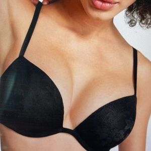 Victorias Secret Pink Wear Everywhere Super Push Up Bra Brown 32 DD